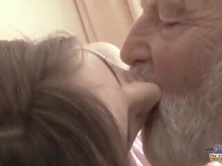 Old Young - Big manhood Grandpa Fucked by Teen she licks thick old man penis
