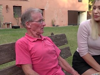 Blonde great ass anal fucked by passionate grandpa