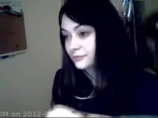 Delightful sweetheart showing her huge boobs on webcam
